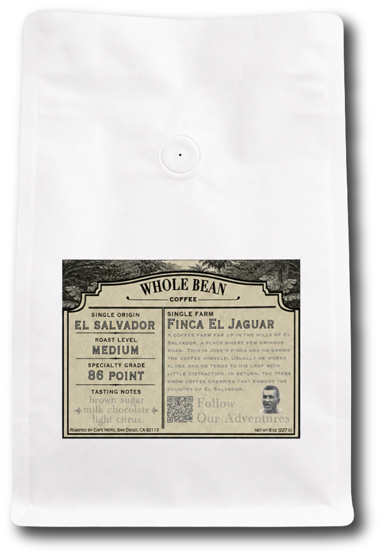 FROTH In El Salvador whole bean coffee bag — back